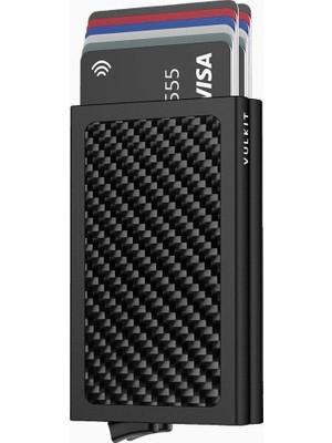 Vulkit Rfıd Nfc Korumalı Metal Çift Kartlı Minimal Erkek Kartlık Cüzdan