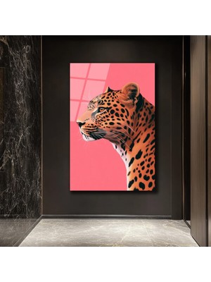 GLAZELLA Modern Leopar Sanatı Cam Tablo: Vahşi Zarafet