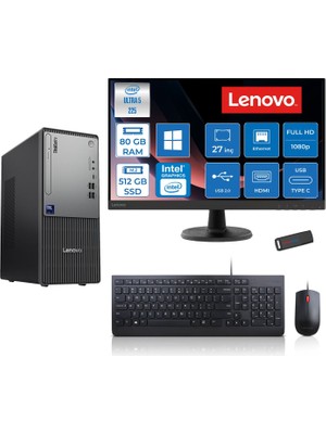 Lenovo Thinkcentre Neo 50T Gen 6 Intel Core Ultra 5 225 Upto 4.9ghz 80GB Ddr5 512GB SSD Intel® UHD Graphics 770 WIN11PRO +27" Fhd Monitör Masaüstü Bilgisayar 13BD007UTR27P27+ZETTAUSBBELLEK
