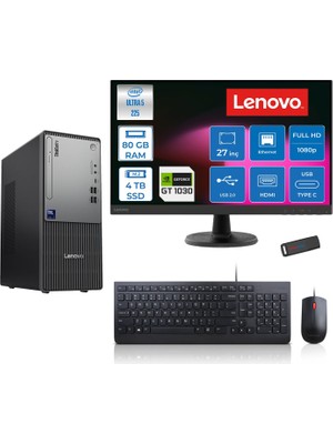 Lenovo Thinkcentre Neo 50T Gen 6 Intel Core Ultra 5 225 Upto 4.9ghz 80GB Ddr5 4tb SSD 4GB/GT1030  Freedos +27" Fhd Monitör Masaüstü Bilgisayar 13BD007UTR2721F30+ZETTAUSBBELLEK