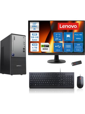 Lenovo Thinkcentre Neo 50T Gen 6 Intel Core Ultra 5 225 Upto 4.9ghz 128GB Ddr5 4tb SSD 6GB/RTX3050 Freedos +27" Fhd Monitör Masaüstü Bilgisayar 13BD007UTR2723F40+ZETTAUSBBELLEK