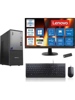 Lenovo Thinkcentre Neo 50T Gen 6 Intel Core Ultra 5 225 Upto 4.9ghz 64GB Ddr5 4tb SSD 6GB/RTX3050 WIN11PRO +27" Fhd Monitör Masaüstü Bilgisayar 13BD007UTR2723P25+ZETTAUSBBELLEK
