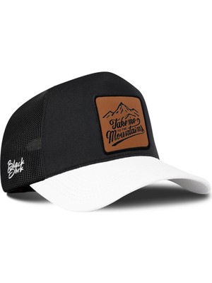 BlackBörk Mountains Logolu Beyaz-Siyah Trucker Şapka