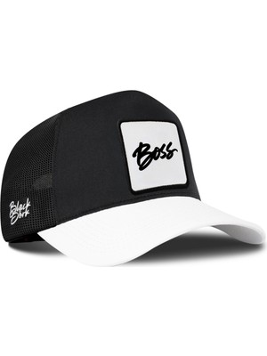 BlackBörk Boss Logolu Beyaz-Siyah Trucker Şapka