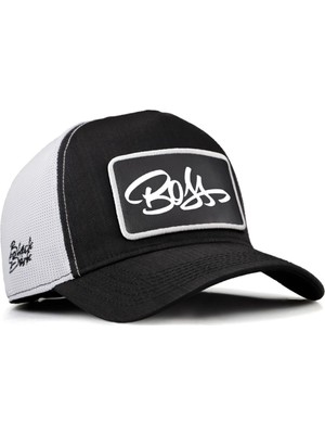 Cordura Boss Logolu Siyah-Beyaz Trucker Şapka