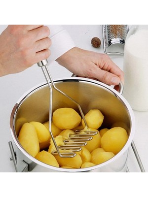 EkoAlışverişDünyam Inox Paslanmaz Metal Patates Ezici Püre Yapıcı 27 cm