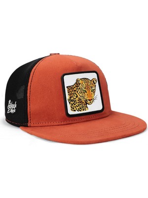 BlackBörk Hip Hop Kids Jaguar Logolu Kiremit-Siyah Çocuk Trucker Şapka
