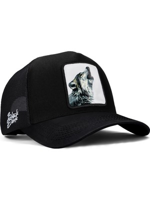 BlackBörk Kurt Logolu Siyah Trucker Şapka