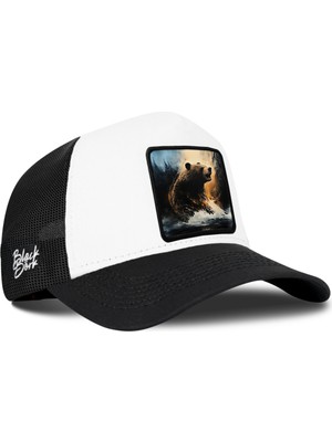 Ayı Logolu Siyah-Beyaz Trucker Şapka