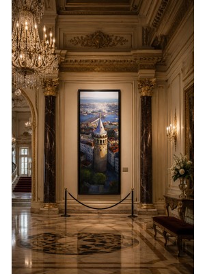 Muguetarts Galata Sevdası Orijinal Yağlıboya Tablo - Mehmet Najafzadeh Eseri 200X80 cm