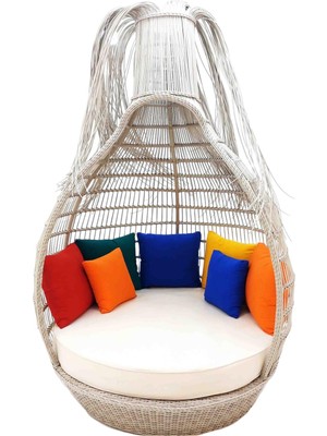 Rehome Tassel Daybed | 150 cm Rattan Bahçe Kral Yatağı