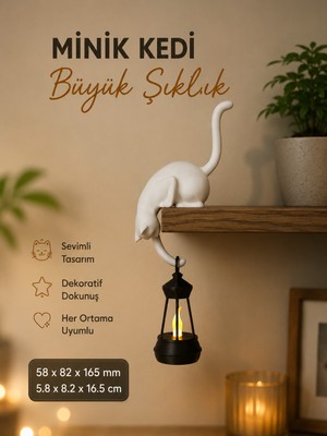 İBERİALHOME Dekoratif Raf Sarkıt Kedi Biblosu | Kitaplık ve Raf Dekoru | Modern Ev Aksesuarı