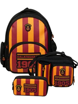 Galatasaray Erkek Çocuk Üçlü Ilkokul Okul Çanta Seti - Galatasaray Baskılı (Sarı - Kırmızı - Siyah) - SETGS26925A