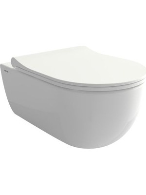 Bocchi V-Tondo Rimless Kısa Asma Klozet Parlak Beyaz + Pure Slim Klozet Kapak Parlak Beyaz