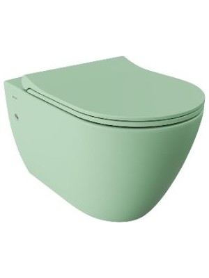 Bocchi Venezia Rimless Asma Klozet Mat Mint Yeşil + Pure Slim Klozet Kapak Mat Mint Yeşili