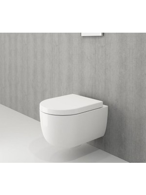 Bocchi V-Tondo Rimless Asma Klozet Parlak Beyaz + Pure Slim Klozet Kapak Parlak Beyaz