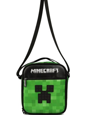 Minecraft Iki Bölmeli Erkek Çocuk Okul Beslenme Çantası (Minecraft Kabartmalı - Siyah - Yeşil) - 26611