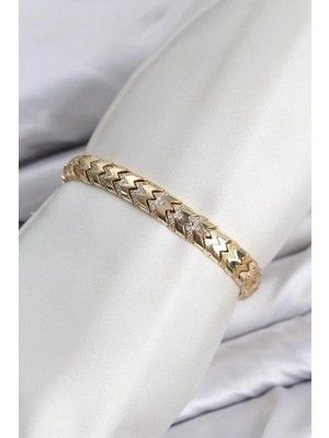 Mariposa Secret  cm Kalın Yılan Model Zirkon Taşlı Vıp Seri Gold Renk Pirinç Kadın Bileklik TG27BB8612