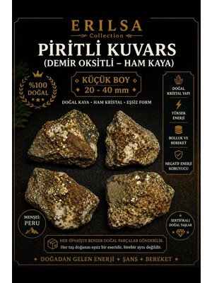 Erilsa Sertifikalı Piritli Kuvars Demir Oksitli Kütle Doğal Ham Kaya 20-40 mm Küçük Boy