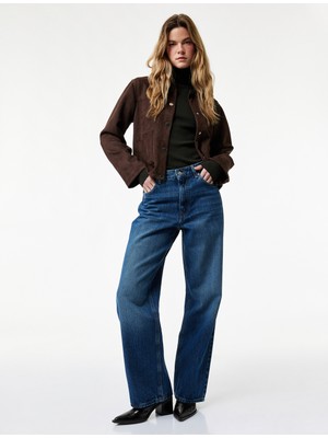 Koton Pamuklu Cepli Düğmeli Normal Geniş Paça Jean Pantolon - Baggy Jeans