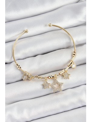 Mariposa Secret  Pirinç Zirkon Taşlı Yıldız Model Gold Renk Charm Bileklik TG27BB7352