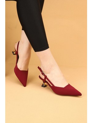 Nilsa Shoes Kadın Kısa Topuklu Saten Abiye Ayakkabı Topuklu Ayakkabı