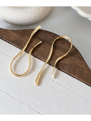 Haki Store Altın Kaplama Modern Dalga Formlu Küpe