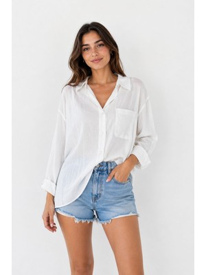 Gk Luxury & Fashion Leopar Oversıze Kadın Gömlek, Tencel Tensel Kumaş, Rahat Kesim Tek Cepli Basic Gömlek - Standart