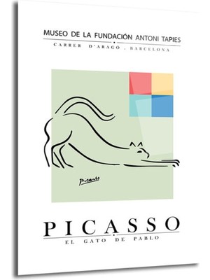 GLAZELLA Picasso El Gato De Pablo Minimalist Kedi Tasarımı Cam Tablo