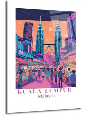 GLAZELLA Kuala Lumpur Petronas Kuleleri Cam Tablo - Canlı Şehir Manzarası