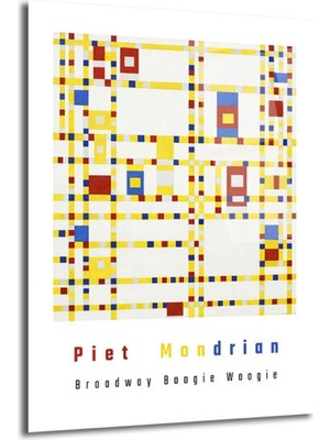 GLAZELLA Piet Mondrian Broadway Boogie Woogie Modern Sanat Cam Tablo