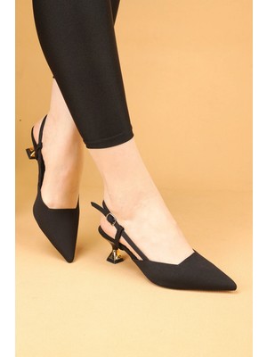 Nilsa Shoes Kadın Kısa Topuklu Saten Abiye Ayakkabı Topuklu Ayakkabı