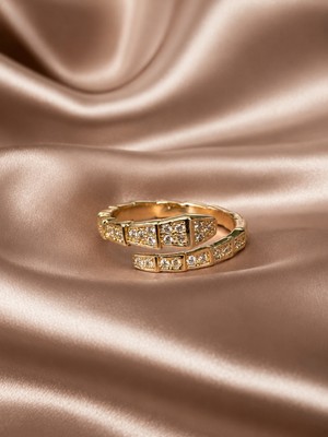 Haki Store Serpenti Işıltılı Altın Kaplama Model Taşlı Kadın Yüzük