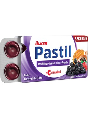 Ülker Pastil Kara Mürver Aserola Çinko Propolis 8'li 22,4 G (4'li Paket)