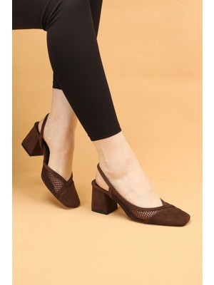 Nilsa Shoes Kadın Kalın Topuklu Dantel Detaylı Abiye Ayakkabı Topuklu Ayakkabı