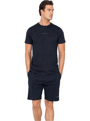 Pierre Cardin 6131B Erkek Lacıvert Kısa Kollu Yuvarlak Yaka Şort Takımı
