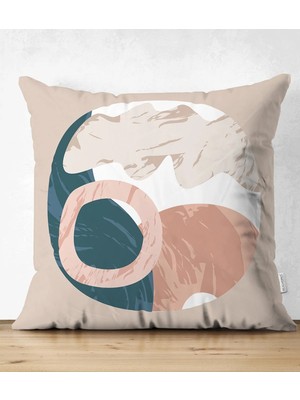 Çift Taraflı Pastel Zeminli Geometrik Desenli Dijital Baskılı Modern Süet Yastık Kırlent Kılıfı