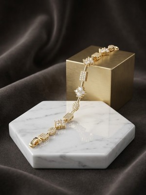 Gistoria Zirkon Taşlı Işıltılı Asimetrik Motifli Elegant Bileklik