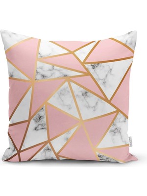 Çift Taraflı Renkli Geometrik Desenli Mermer Motifli Dijital Baskılı Modern Süet Yastık Kılıfı