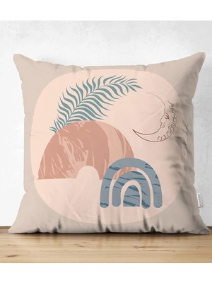 Çift Taraflı Pastel Zeminli Geometrik Desenli Dijital Baskılı Modern Süet Yastık Kırlent Kılıfı