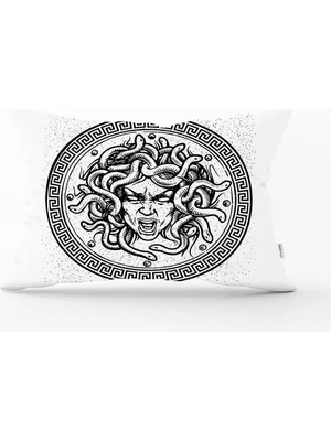 Eski Medusa Özel Tasarım Dikdörtgen Kırlent Kılıfı