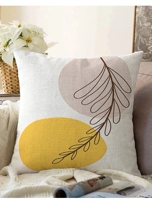 Çift Taraflı Minimal Desenli Çiçek Motifli Dijital Baskılı Modern Raşel Örme Yastık Kırlent Kılıfı