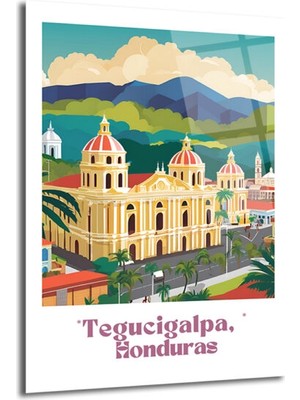 GLAZELLA Tegucigalpa Honduras Şehir Manzarası Modern Cam Tablo