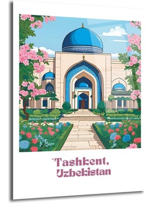 GLAZELLA Tashkent Özbekistan Mimarisi Cam Tablo | Doğu Estetiği Duvar Sanatı