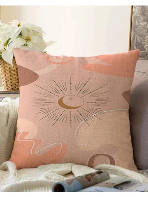 Çift Taraflı Pastel Renkli Zeminli Onedraw Çizimli Dijital Baskılı Modern Raşel Örme Kırlent Kılıfı
