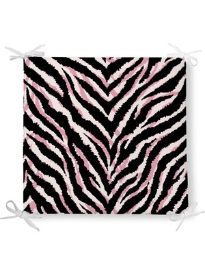Zebra Kürk Baskılı Dijital Baskılı Fermuarlı Sandalye Minderi