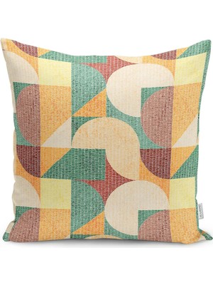 Rengarenk Art Deco Motifli Kilim Desenli Dijital Baskılı Yastık Kırlent Kılıfı