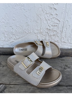 Huzurlu Adımlar Çift Tokalı Konforlu Rahat Terlikler – Işıltılı ve Süet Görünümlü Seçenekler