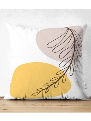 Çift Taraflı Minimal Desenli Çiçek Motifli Dijital Baskılı Modern Süet Yastık Kırlent Kılıfı