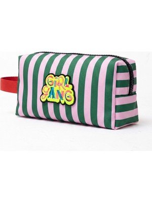 Jantifox Yeşil Pembe Çizgili Mini Çanta: Girl Gang
